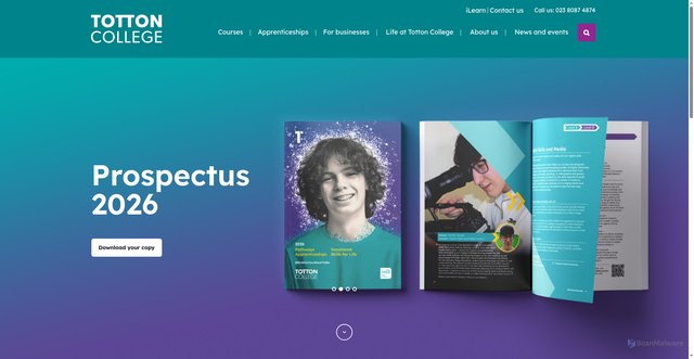 Security scan screenshot of https://www.totton.ac.uk/