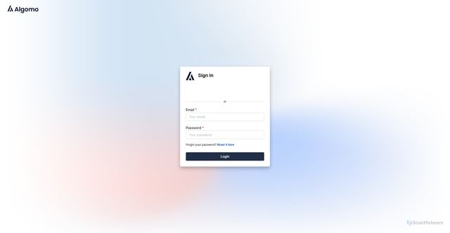 Security scan screenshot of https://app.algomo.com