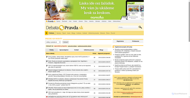 Security scan screenshot of https://debata.pravda.sk