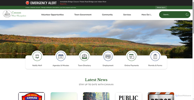 Security scan screenshot of https://www.canaannh.gov/