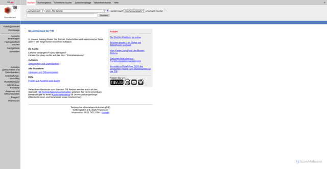 Security scan screenshot of https://opac.tib.eu