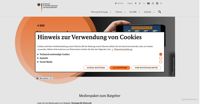 Security scan screenshot of http://www.bbk.bund.de