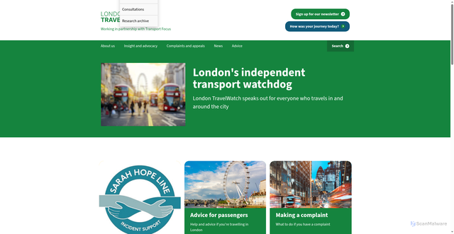 Security scan screenshot of http://www.londontravelwatch.org.uk