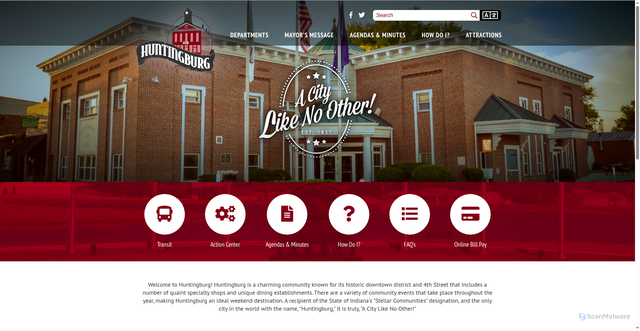 Security scan screenshot of https://www.huntingburg-in.gov/