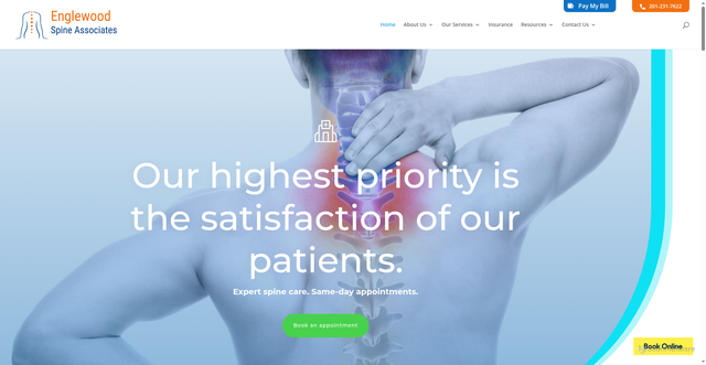 Security scan screenshot of https://englewood-spine.com/