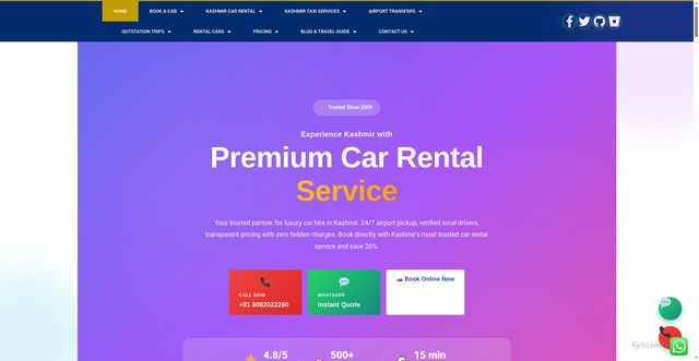 Security scan screenshot of https://kashmircarbooking.com/