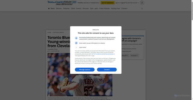 Security scan screenshot of https://www.townandcountrytoday.com/national-sports/toronto-blue-jays-acquire-former-cy-young-winning-pitcher-shane-bieber-from-cleveland-11016526