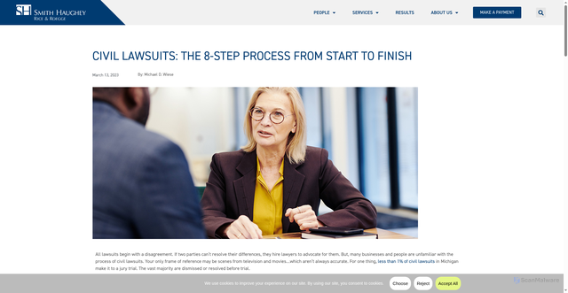 Security scan screenshot of https://shrr.com/news_events/civil-lawsuits-8-step-process/