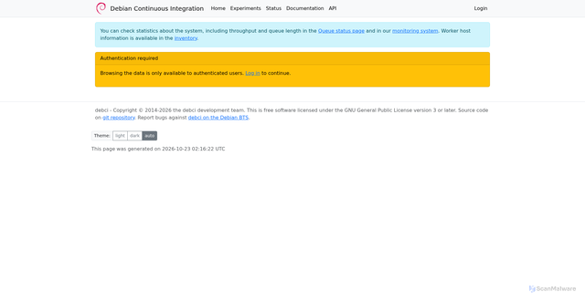 Security scan screenshot of https://ci.debian.net