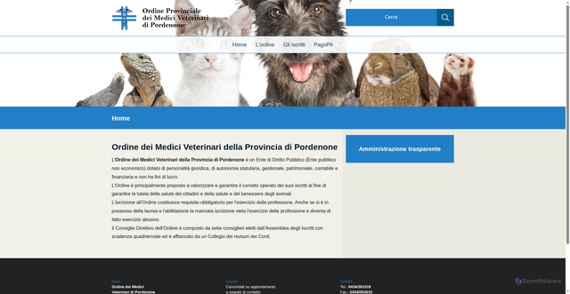 Security scan screenshot of https://ordineveterinaripordenone.org/it/home