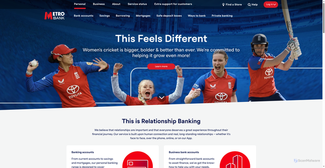 Security scan screenshot of https://metrobankonline.co.uk