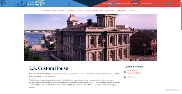 Security scan screenshot of https://www.creativeportland.com/venues/us-custom-house