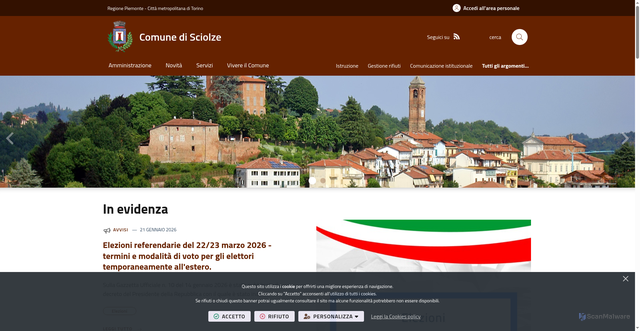 Security scan screenshot of https://www.comune.sciolze.to.it/it-it/home