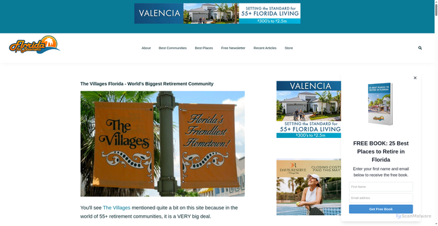 Security scan screenshot of https://www.floridaforboomers.com/section/the-villages/