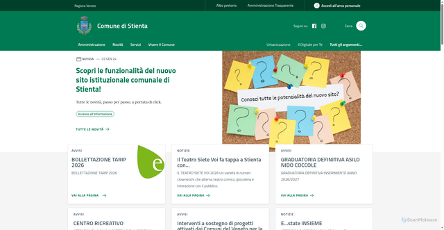 Security scan screenshot of https://www.comune.stienta.ro.it/