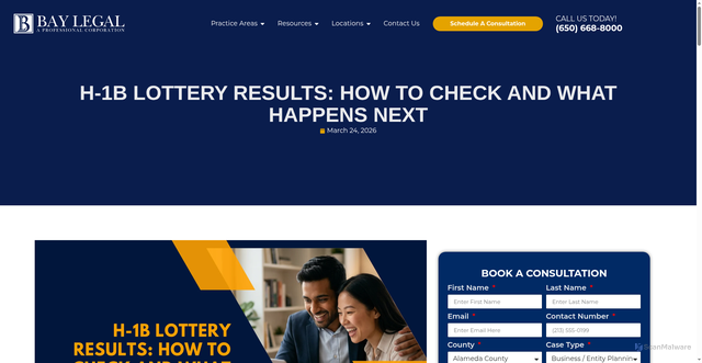 Security scan screenshot of https://baylegal.com/h1b-lottery-results-check-status-next-steps/