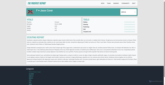 Security scan screenshot of https://www.theprospectreport.ca/prospect/5083/jaxon_cover_2008