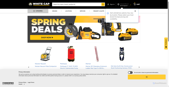 Security scan screenshot of https://www.whitecap.com
