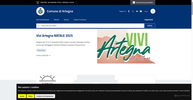 Security scan screenshot of https://www.comune.artegna.ud.it/