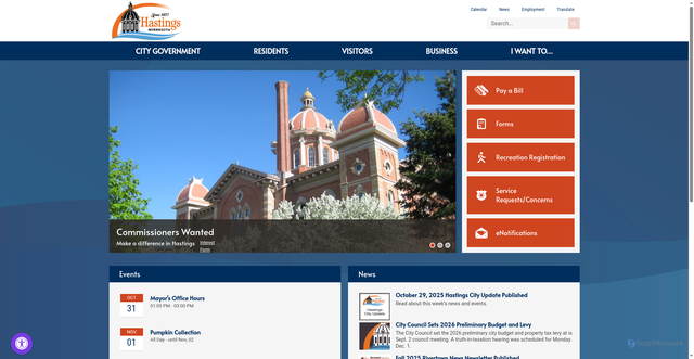 Security scan screenshot of https://www.hastingsmn.gov/