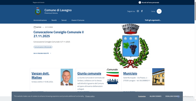 Security scan screenshot of https://www.comune.lavagno.vr.it/home