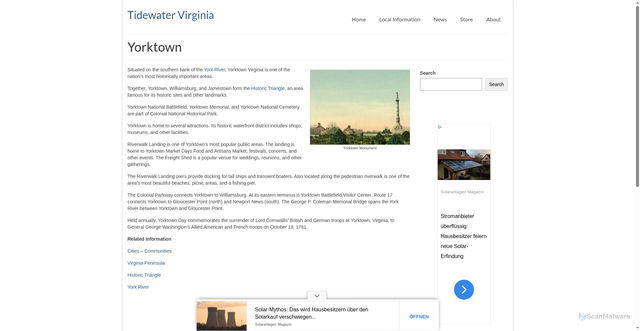 Security scan screenshot of https://www.tidewater-virginia.net/local-information/cities-communities/yorktown/