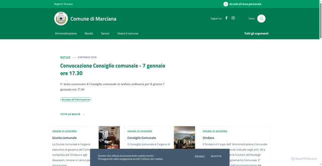 Security scan screenshot of https://www.comune.marciana.li.it/portal