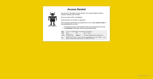 Security scan screenshot of https://filmadelphia.org/movies/incendies/