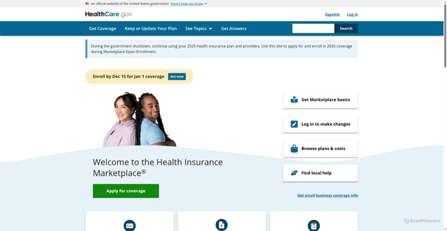 Security scan screenshot of https://www.healthcare.gov/