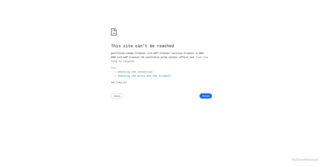 Security scan screenshot of https://partition-cname-trouter-ic3-edf-trouter-service-trouter-2.d02-090.ic3-edf-trouter.01-centralus-prod.cosmic.office.net