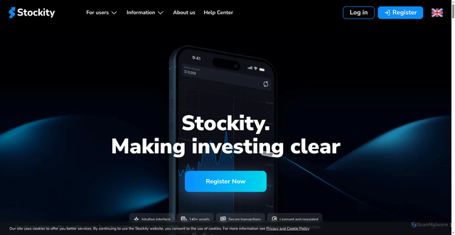 Security scan screenshot of https://stockity.com