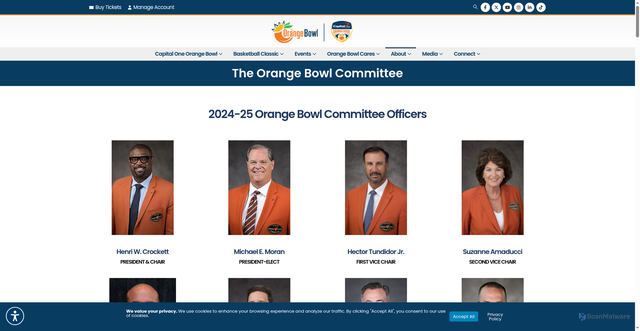 Security scan screenshot of https://www.orangebowl.org/the-orange-bowl-committee/