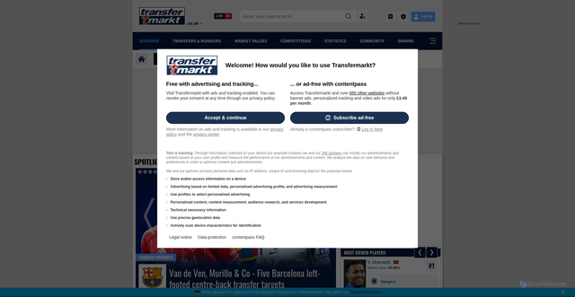Security scan screenshot of https://www.transfermarkt.co.uk