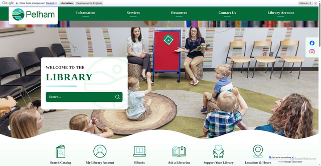 Security scan screenshot of https://pelhamlibraryal.gov/1296/Library