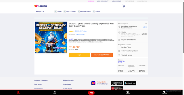 Security scan screenshot of https://sand77.pages.dev/beli-jam-tangan-wanita/