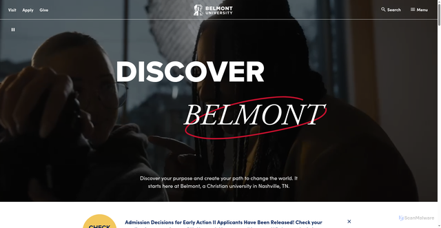 Security scan screenshot of https://www.belmont.edu/