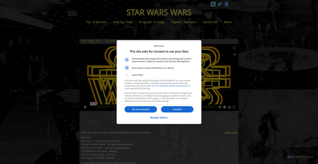 Security scan screenshot of https://starwarswars.com/