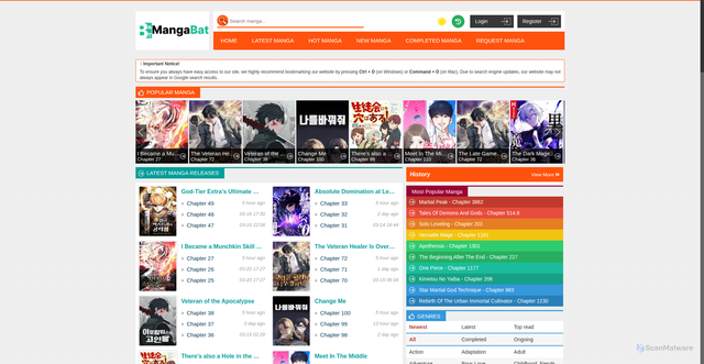 Security scan screenshot of https://www.mangabats.com
