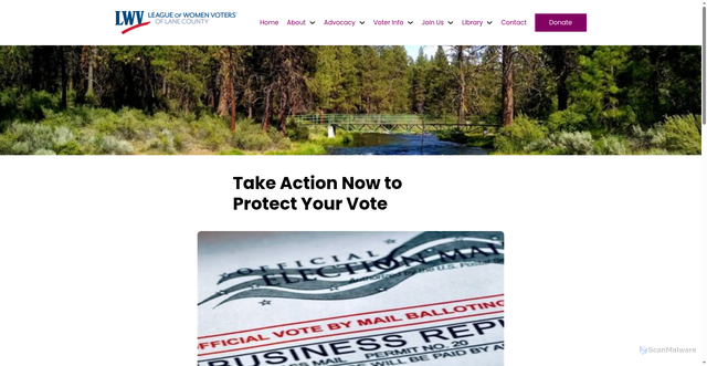 Security scan screenshot of https://lwvlc.org/blog/take-action-now-to-protect-your-vote/