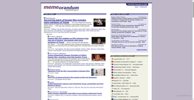 Security scan screenshot of https://memeorandum.com