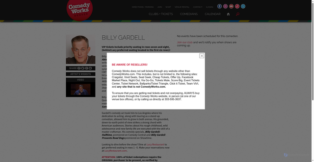 Security scan screenshot of https://comedyworks.com/comedians/billy-gardell