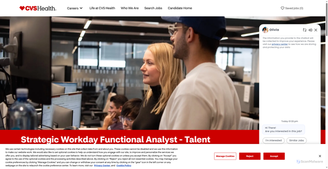 Security scan screenshot of https://jobs.cvshealth.com/us/en/job/R0777507/Strategic-Workday-Functional-Analyst-Talent-Management