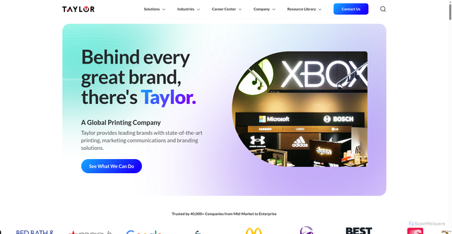 Security scan screenshot of https://taylorcommunications.com