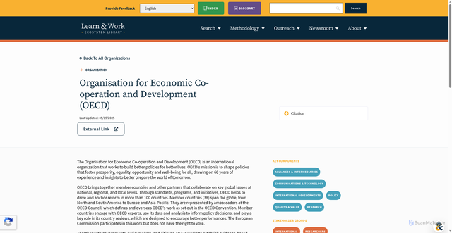 Security scan screenshot of https://learnworkecosystemlibrary.com/organizations/organisation-for-economic-co-operation-and-development-oecd/