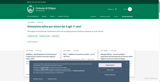 Security scan screenshot of https://www.comune.siliqua.ca.it