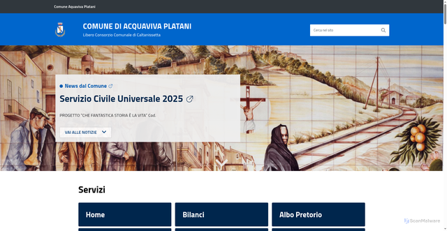 Security scan screenshot of https://www.comune.acquavivaplatani.cl.it/