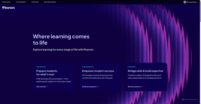 Security scan screenshot of https://pearson.com