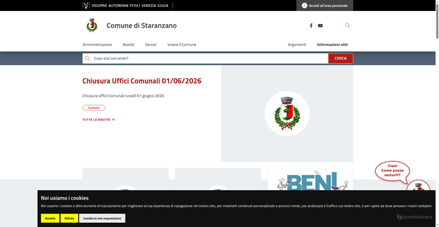 Security scan screenshot of https://www.comune.staranzano.go.it
