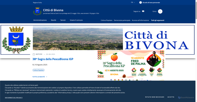 Security scan screenshot of https://www.comune.bivona.ag.it/