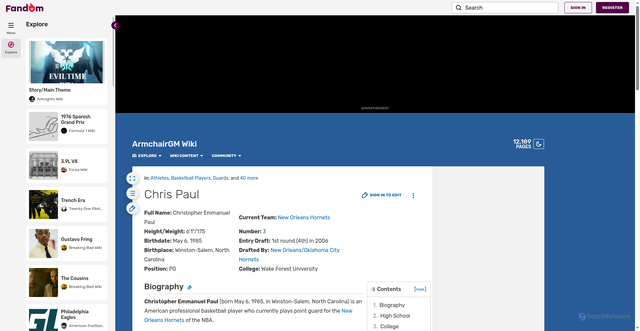 Security scan screenshot of https://armchairgm.fandom.com/wiki/Chris_Paul